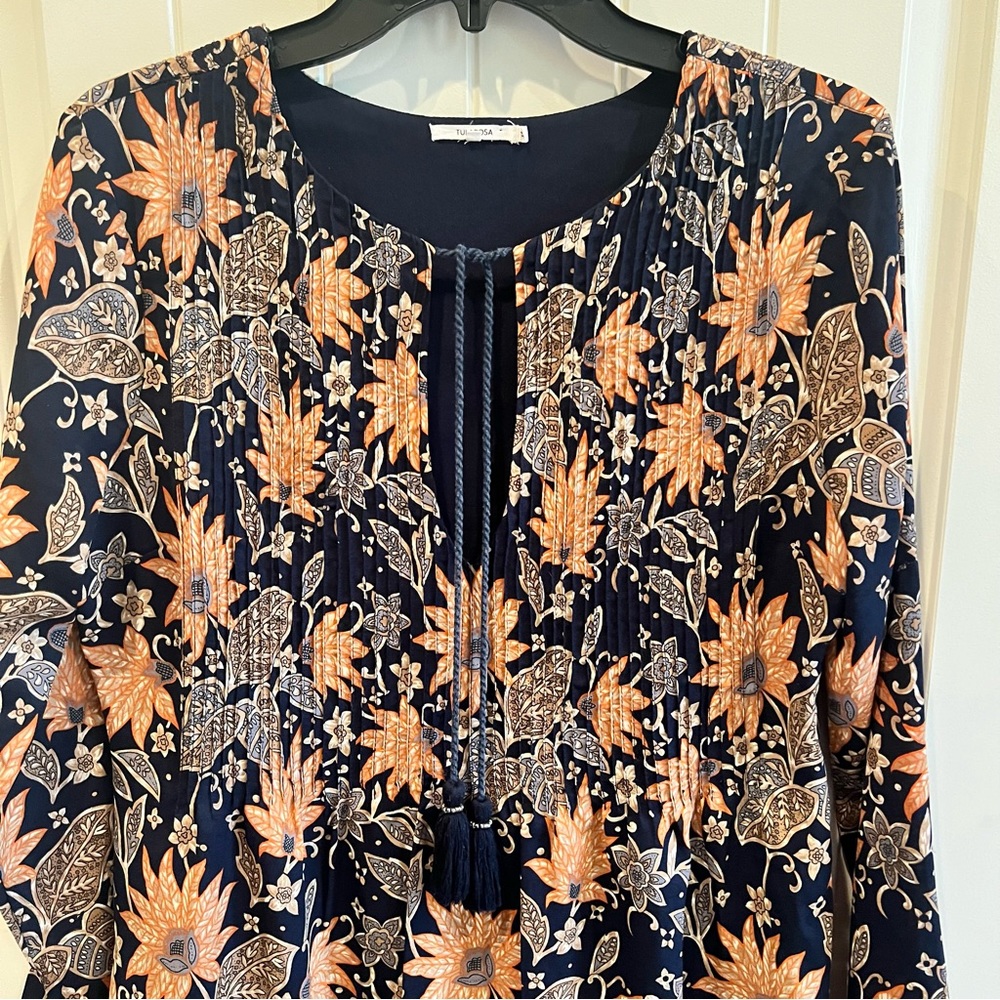 Tularosa Audrey Dress, Navy, Floral, Bell sleeves - Picture 10 of 15